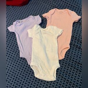 Carter's Short Sleeve Onesies - Purple, White, Pink